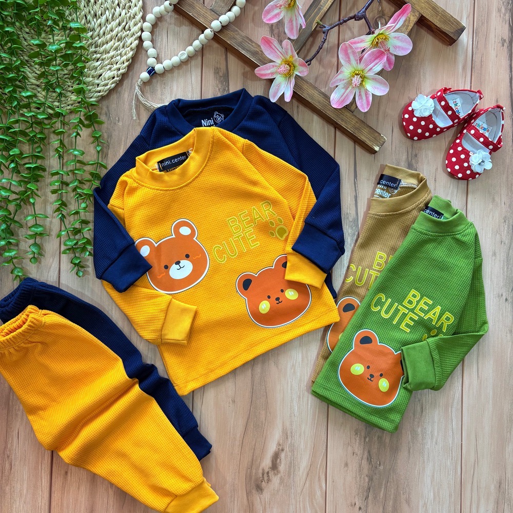 بلوز شلوار بیسکویتی دو خرس کیوت