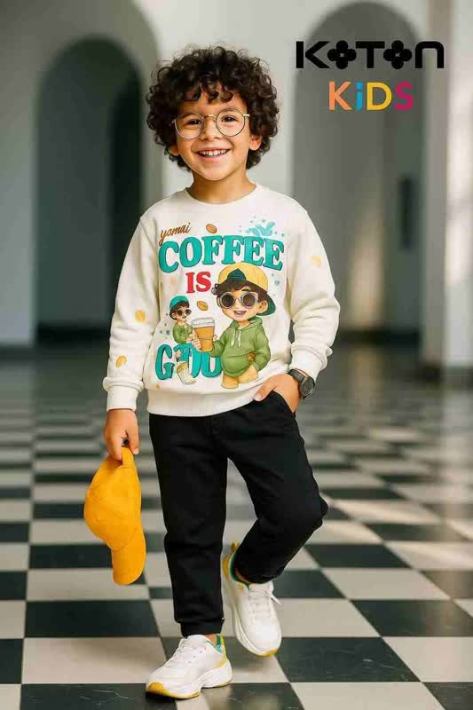 ست بلوز شلوار اسپرت اعلا طرح پسر قهوه خور